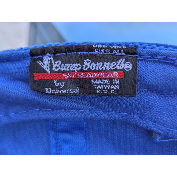 VTG Corduroy Ski Trucker Hat OS Retro Colorful Embroidered Bump Bonnetts Blue - Picture 11 of 11